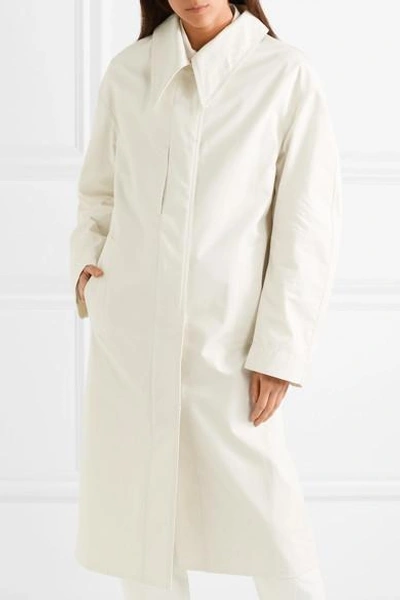 Shop Lemaire Wool Trench Coat In White
