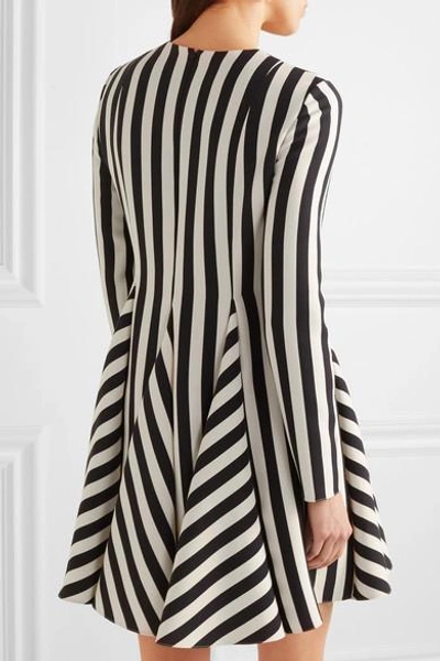 Shop Valentino Striped Wool And Silk-blend Mini Dress In Black