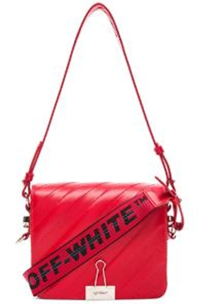 Shop Off-white Diagonal Padded Flap Bag In Red