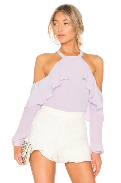 Shop L'academie The Helena Blouse In Lilac