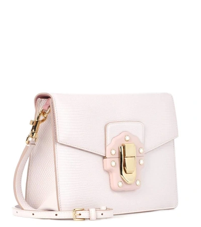 Shop Dolce & Gabbana Lucia Leather Shoulder Bag In Pink