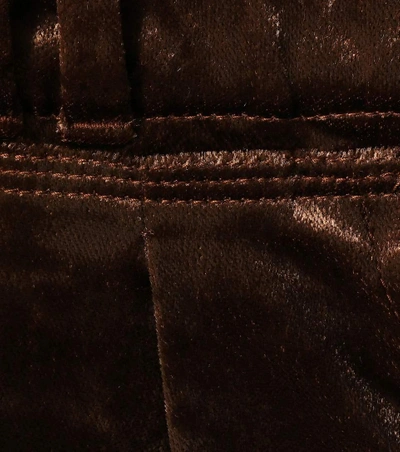 Shop Brunello Cucinelli Cropped Velvet Pants In Brown
