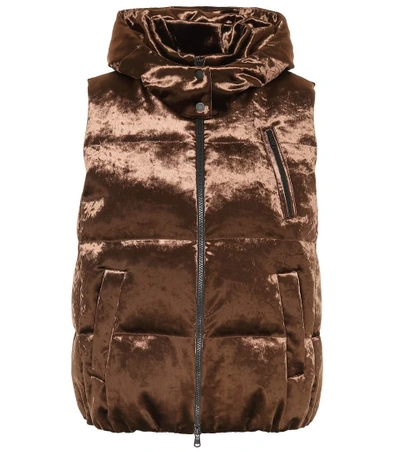 Shop Brunello Cucinelli Down Velvet Vest In Brown