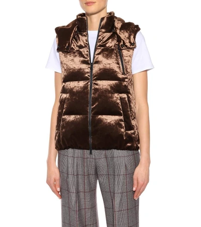 Shop Brunello Cucinelli Down Velvet Vest In Brown