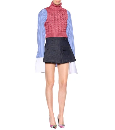 Shop Matthew Adams Dolan Cable-knit Sweater Vest In Pink