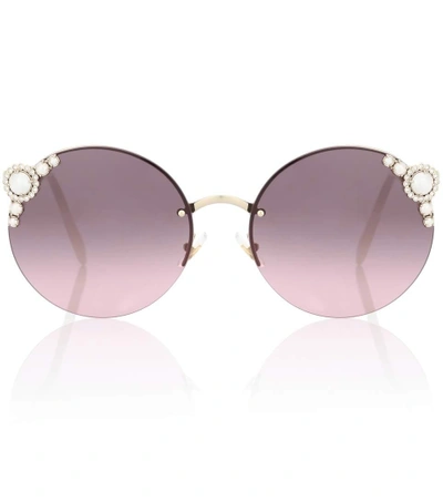 Shop Miu Miu Manière Round Sunglasses In Purple