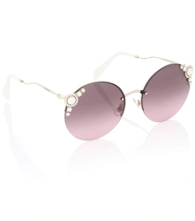 Shop Miu Miu Manière Round Sunglasses In Purple