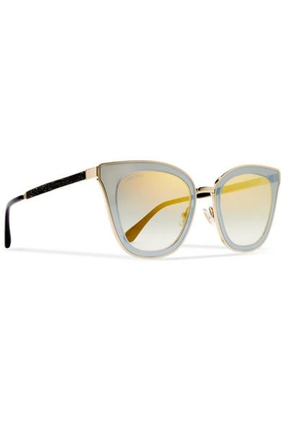 Shop Jimmy Choo Crystal-embellished Cat-eye Acetate Sunglasses In Gray