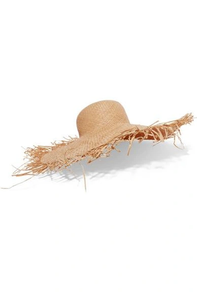 Shop Clyde Frayed Straw Hat In Ivory