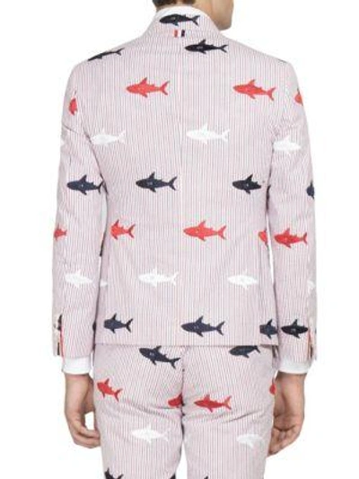 Shop Thom Browne Shark Embroidered Jacket In Multi