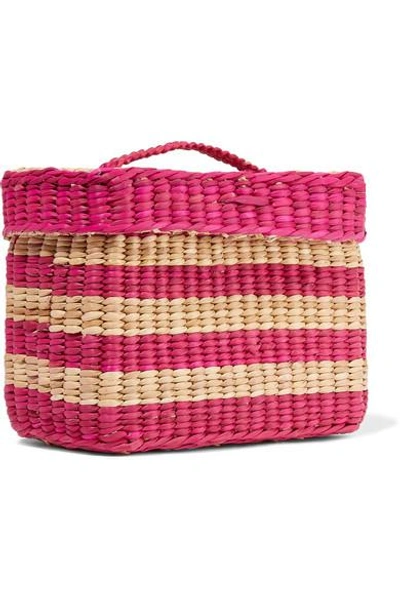 Shop Nannacay Baby Roge Pompom-embellished Striped Woven Raffia Tote In Sand