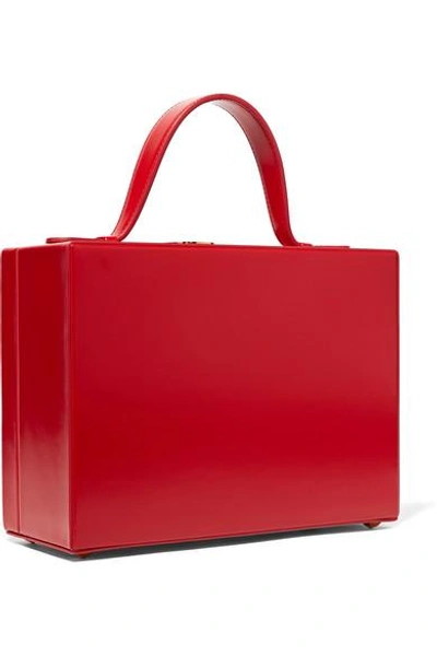 Shop Mark Cross Rear Window Overnight Mini Glossed-leather Tote In Red