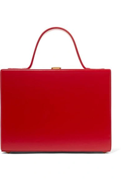 Shop Mark Cross Rear Window Overnight Mini Glossed-leather Tote In Red