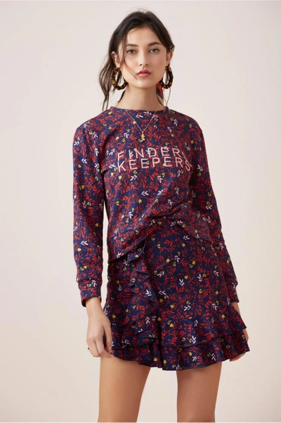 Shop Finders Keepers Liability Pullover In Navy Ditsy