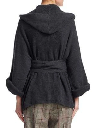 Shop Brunello Cucinelli Cashmere Ribbed Cardigan In Onyx