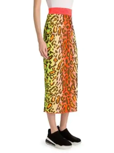 Shop Stella Mccartney Neon Jacquard Stretch Midi Skirt In Multi
