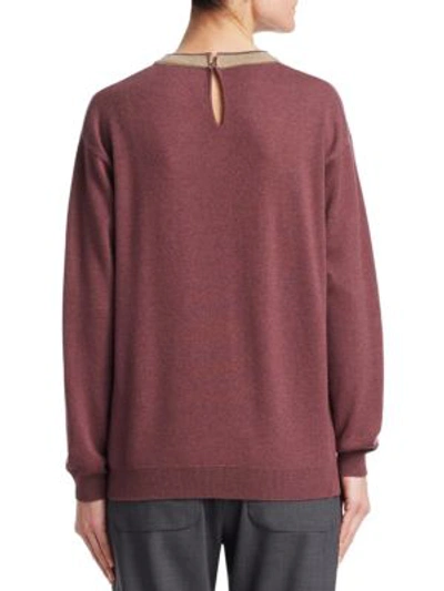 Shop Brunello Cucinelli Crewneck Cashmere Sweater In Plum