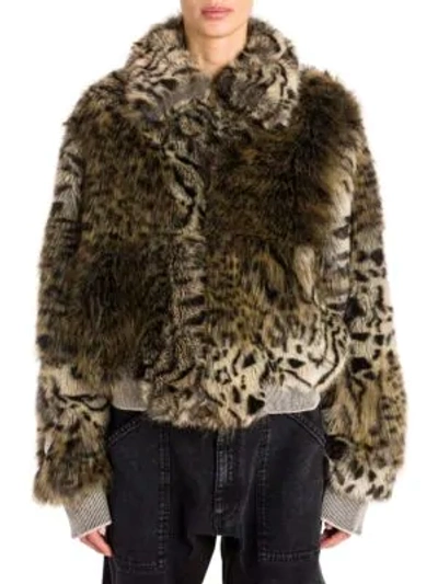 Shop Stella Mccartney Fur Free Snow Cat Bomber Jacket In Brown