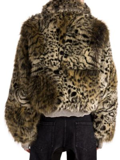 Shop Stella Mccartney Fur Free Snow Cat Bomber Jacket In Brown