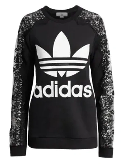 Shop Stella Mccartney By Adidas Lace Insert Sweatshirt In Black