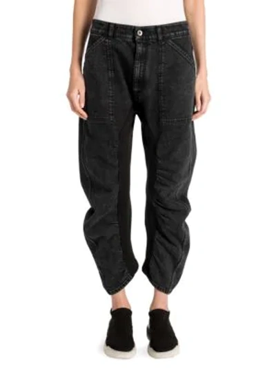 Shop Stella Mccartney Ruched Cropped High-waist Jeans In Black