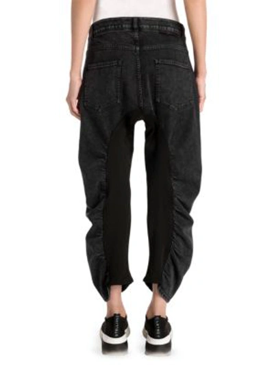 Shop Stella Mccartney Ruched Cropped High-waist Jeans In Black