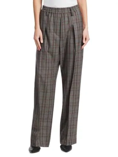 Shop Brunello Cucinelli Wool Wide-leg Pants In Grey Raisin