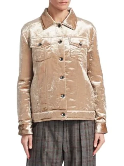 Shop Brunello Cucinelli Crushed Velvet Trucker Jacket In Sand