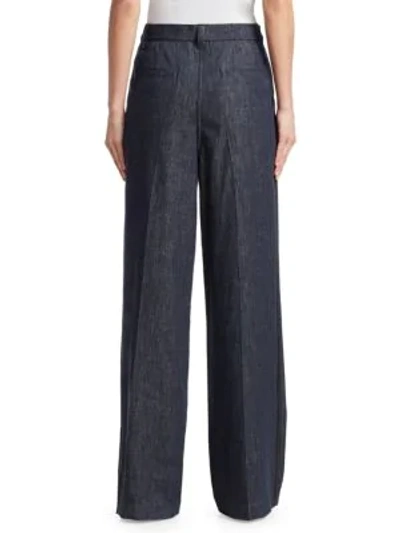 Shop Brunello Cucinelli Cotton Wide-leg Trousers In Dark Denim