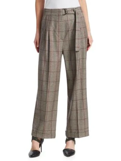 Shop Brunello Cucinelli Wool Plaid Pants In Raisin