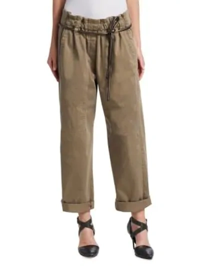 Shop Brunello Cucinelli Pull-on Slouched Cropped Pants In Dune