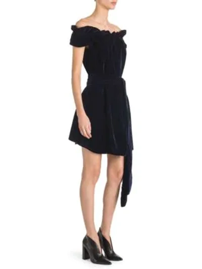 Shop Stella Mccartney Velvet Off-the-shoulder Dress In Ink