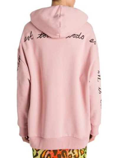 Shop Stella Mccartney Message Love Embroidered Hoodie In Pink
