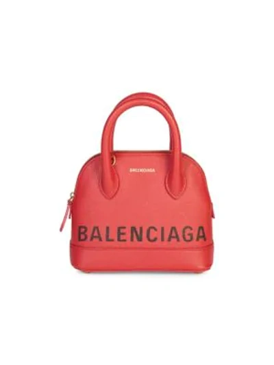 Shop Balenciaga Mini Ville Top Handle Leather Bag In Red