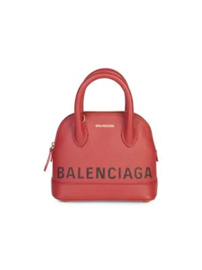 Shop Balenciaga Mini Ville Top Handle Leather Bag In Red