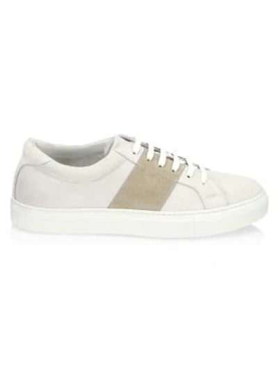 Shop Saks Fifth Avenue Men's Collection Mixed Media Suede Sneakers In Beige