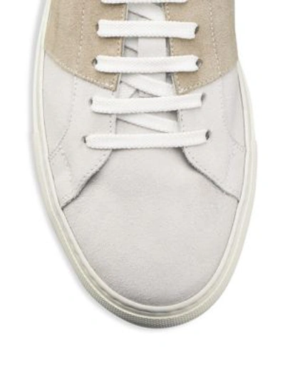 Shop Saks Fifth Avenue Men's Collection Mixed Media Suede Sneakers In Beige