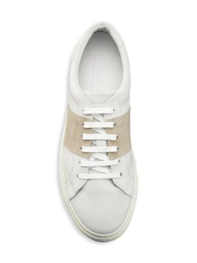 Shop Saks Fifth Avenue Men's Collection Mixed Media Suede Sneakers In Beige