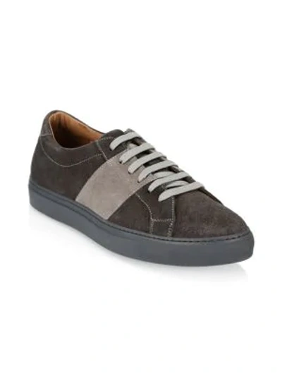 Shop Saks Fifth Avenue Men's Collection Mixed Media Suede Sneakers In Grey