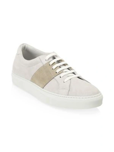 Shop Saks Fifth Avenue Men's Collection Mixed Media Suede Sneakers In Grey