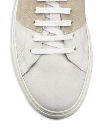 Shop Saks Fifth Avenue Men's Collection Mixed Media Suede Sneakers In Grey