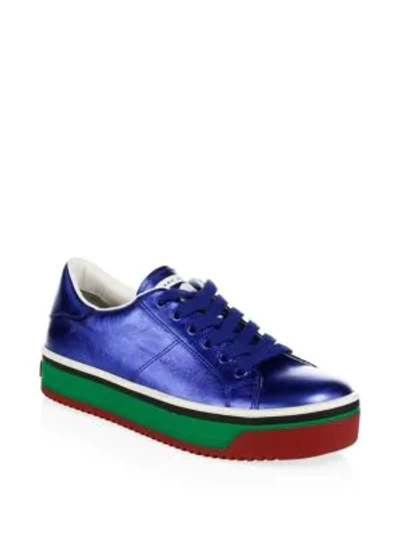 Shop Marc Jacobs Empire Multicolored-sole Leather Platform Sneakers