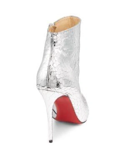 Shop Christian Louboutin So Kate 100 Mirrored Leather Booties In Silver