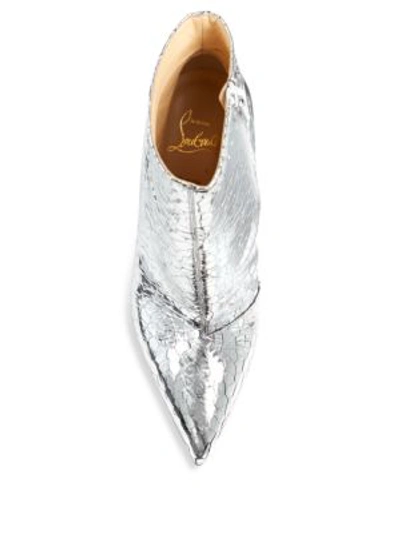 Shop Christian Louboutin So Kate 100 Mirrored Leather Booties In Silver