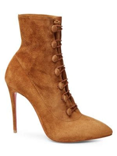 Shop Christian Louboutin French Tutu 100 Suede Booties In Tan