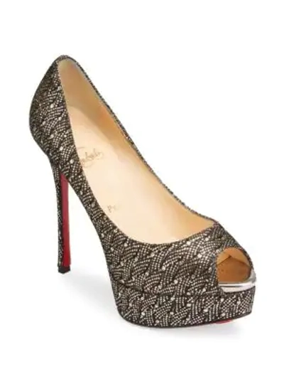 Shop Christian Louboutin Fetish 130 Peep-toe Platform Pumps In Silver