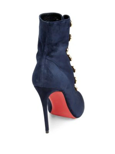 Shop Christian Louboutin Frenchissma 100 Suede Booties In Marine