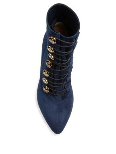 Shop Christian Louboutin Frenchissma 100 Suede Booties In Marine