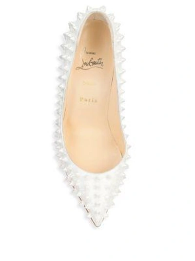 Shop Christian Louboutin Follies Spikes 100 Patent Leather Pumps In Latte