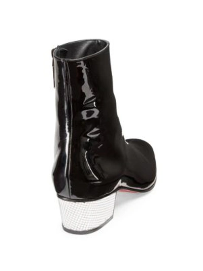 Shop Christian Louboutin Palace 40 High Gloss Leather Booties In Black Silver